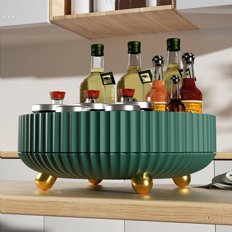 轻奢可旋转果盘家用茶几水果置物架网红爆款厨房调料瓶转动收纳盒