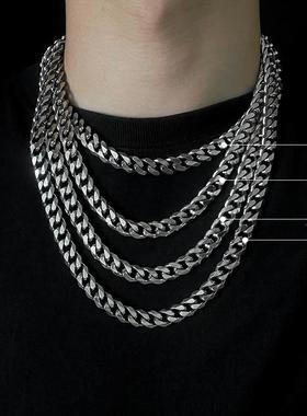 钛钢不掉色古巴链项链男潮嘻哈高级感女生配饰锁骨链毛衣链男生