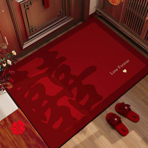 厂家直销结婚喜字地垫入户门垫硅藻泥进门口喜庆家用婚房布置脚垫