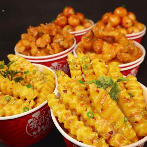 仿真小吃模型狼牙土豆真小酥肉锡纸粉丝臭豆腐假模具样品招牌霸道