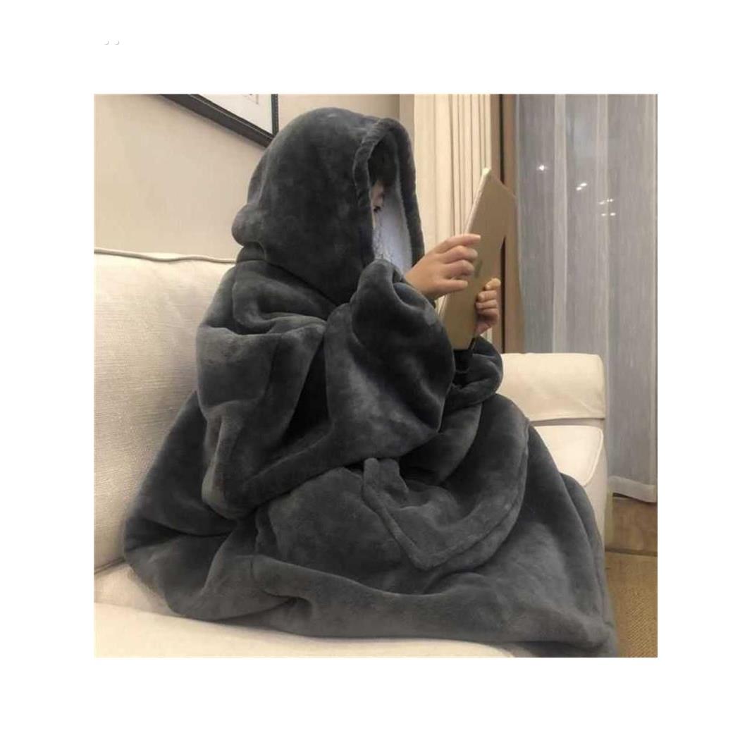 可穿懒人毯法兰绒睡衣TV毯盖毯电视毯户外防寒连帽家居服毛毯加厚