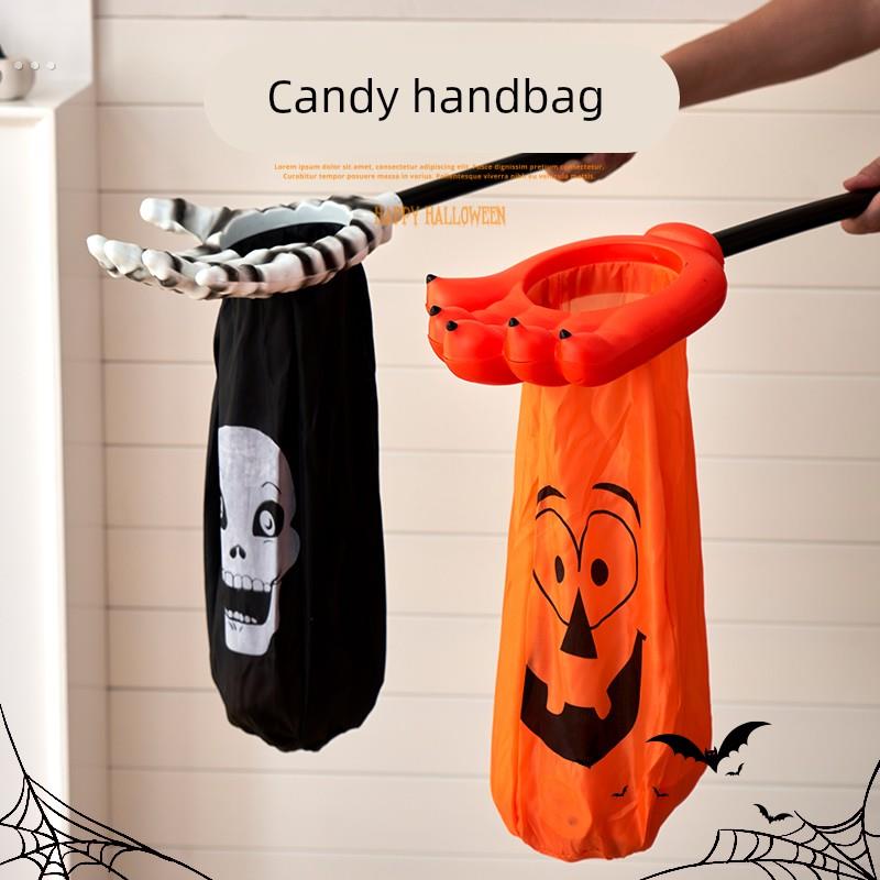 万圣节装饰品道具儿童手持讨糖袋糖果布袋南瓜袋南瓜桶糖果桶玩具