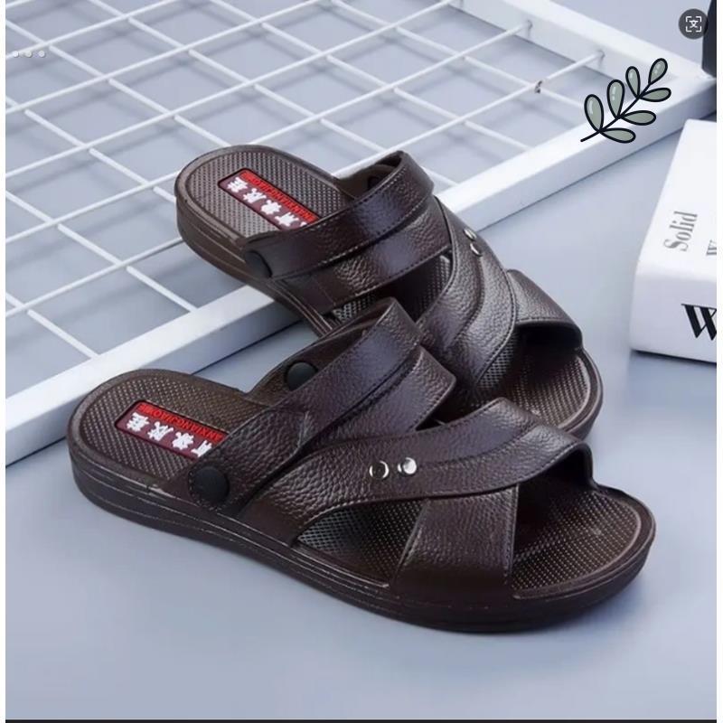 越南橡胶凉鞋男夏季塑料拖鞋两用厚底外穿防滑露趾中年爸爸沙滩鞋