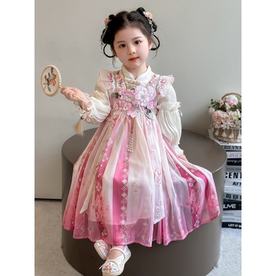 汉服女童秋季2025新款女孩新中式儿童古装日常可穿国风小孩公主裙