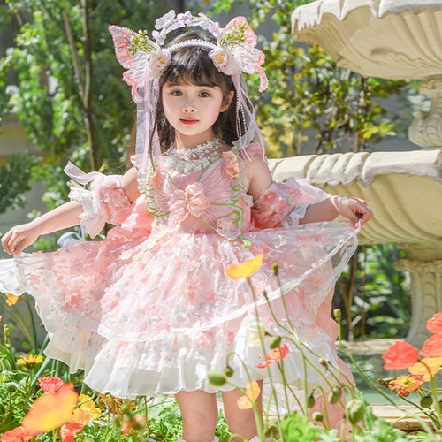 花仙子洛丽塔女童公主裙2025新款夏连衣裙儿童女孩生日绝美礼服裙