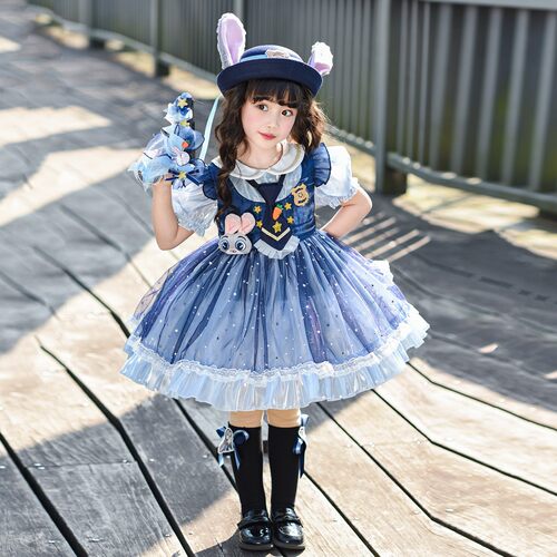 兔子警官衣服儿童小女孩裙子女童夏季连衣裙2026新款洛丽塔公主裙