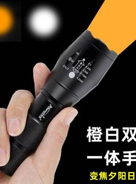 E17彩色变焦手电筒夕阳落日灯橙光黄光日不落拍照摄影逆光轮廓灯