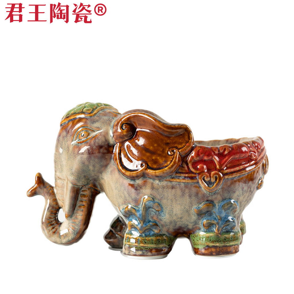 陶瓷珍藏版陶瓷创意大象收纳摆件 玄关客厅茶桌钥匙糖果收纳