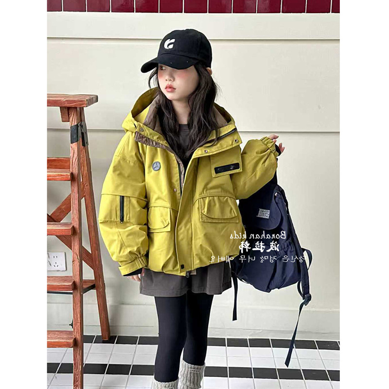 女童2025款羽绒服冬装儿童连帽冲锋衣外套中大童保暖棉衣服夹克衫