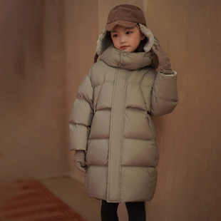 韩国童装冬季儿童中长羽绒服加厚保暖男童女童连帽羽绒外套高级感