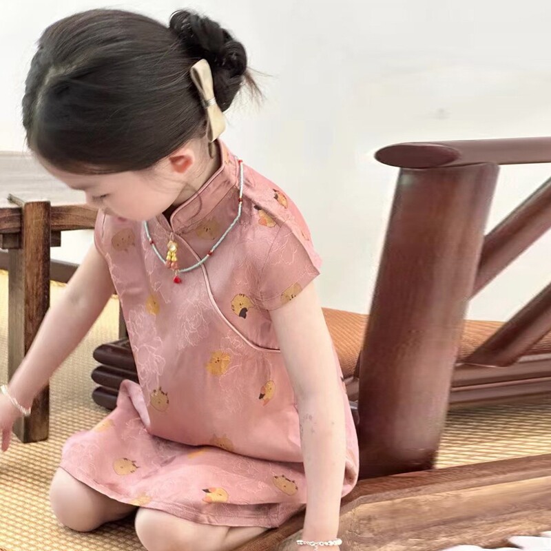 女童夏季中式复古改良旗袍裙