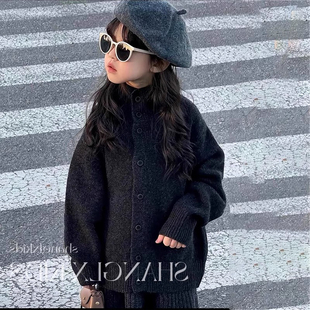 女童毛衣秋冬2025新款儿童开衫加厚韩系高级感外套冬季洋气针织衫