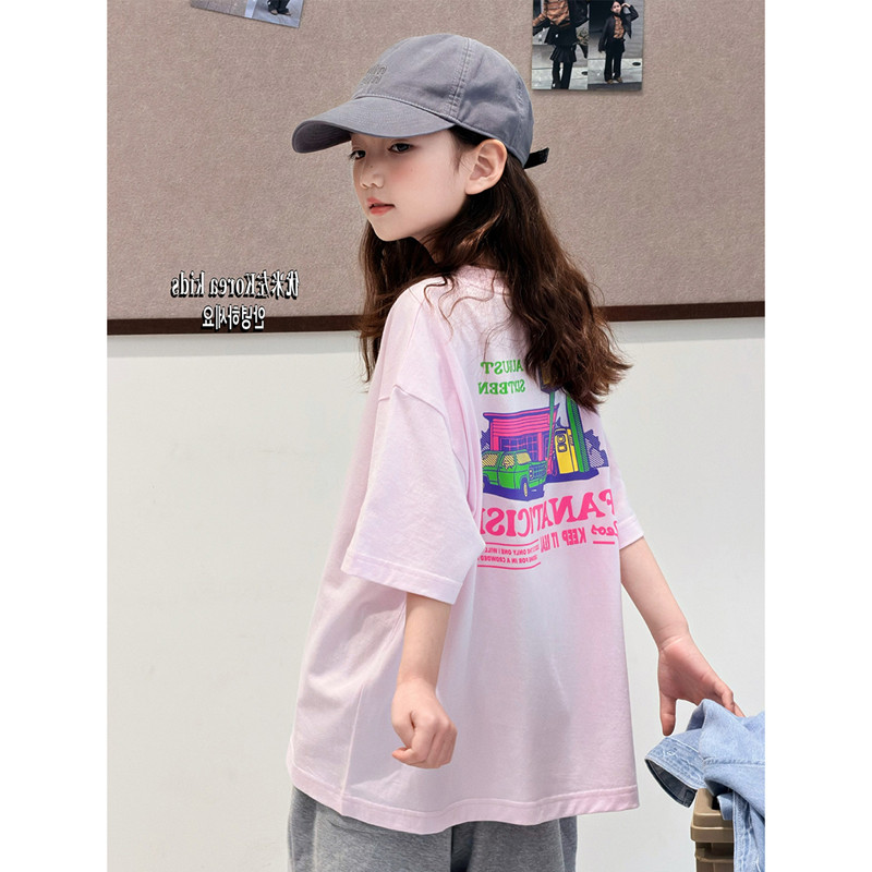 女童春夏洋气卡通短袖T恤