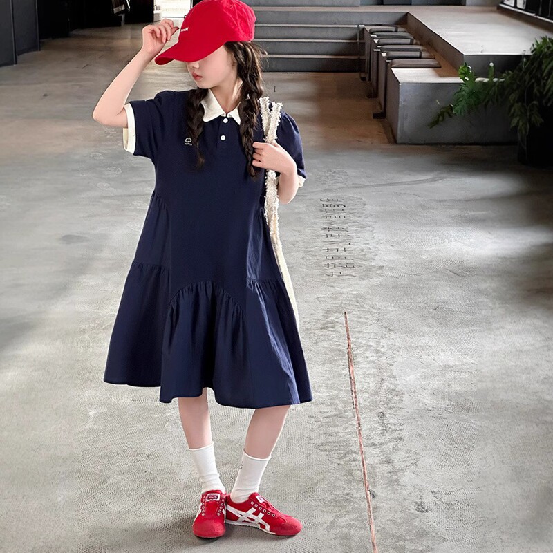 女大童学院风POLO连衣裙夏季