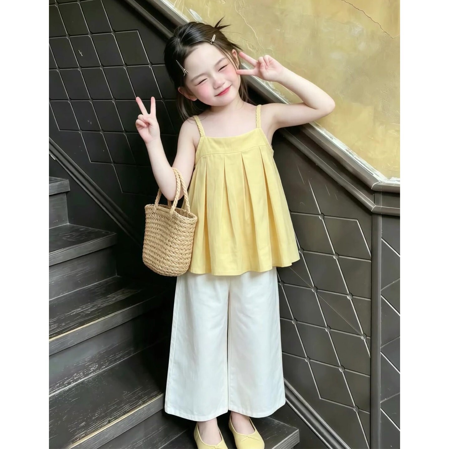 2026夏季女童甜美吊带阔腿套装
