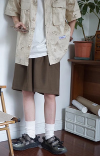 阔腿五分裤 男女宽松纯色短西裤 轻薄垂感舒适宽松休闲短裤 日系夏季