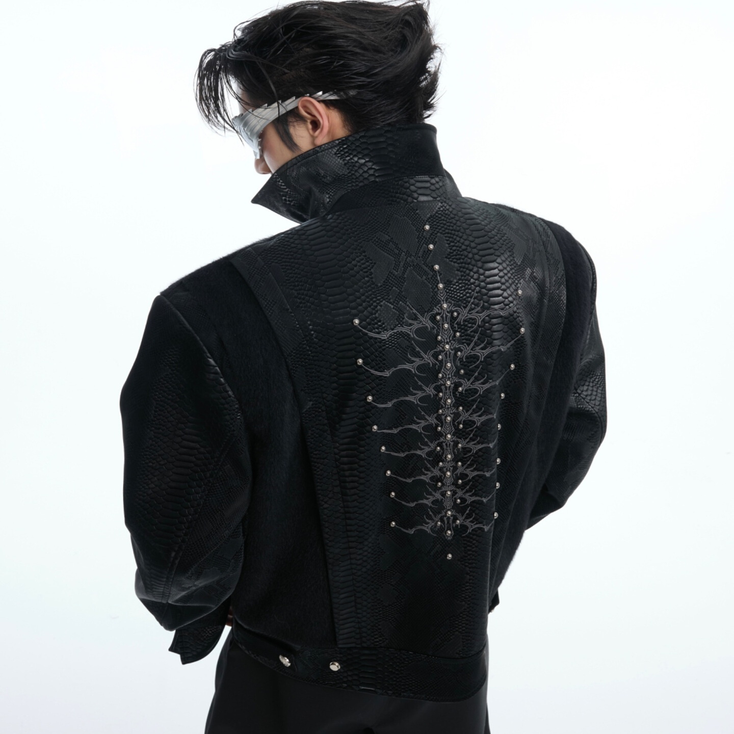 蛇瞳脊骨美式小众纹短款夹克