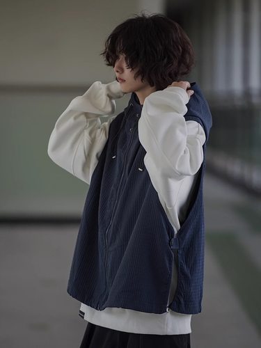 日系连帽马甲背心无袖