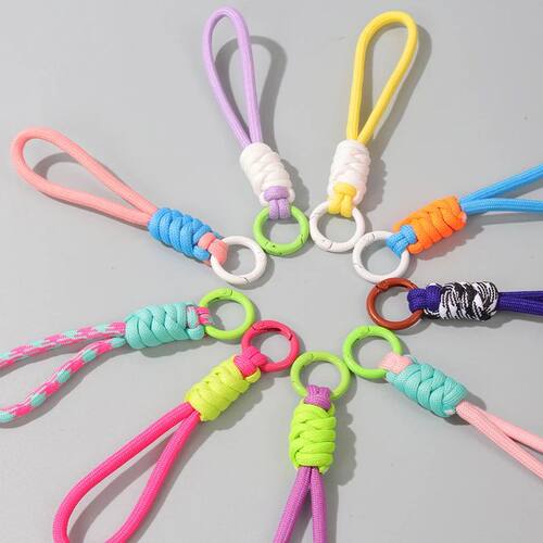 12cm Colorful Braided Rope Strap Lanyard Keychain For Phone