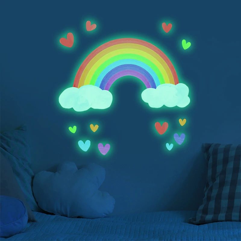 Cartoon Rainbow Luminous Wall Stickers Glow In The Dark Clou