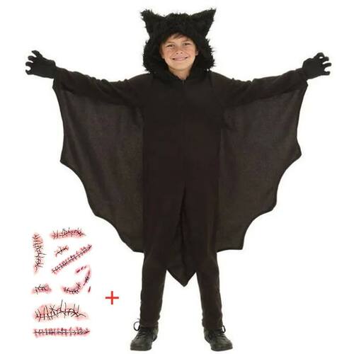 Bat Vampire Hooded Costume Halloween Anime Black Bat Deluxe