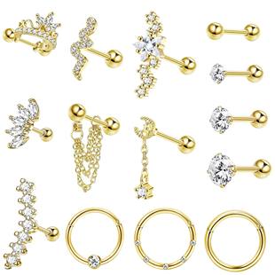 Drperfect Stainless Steel Stud Earrings for Women Men Star