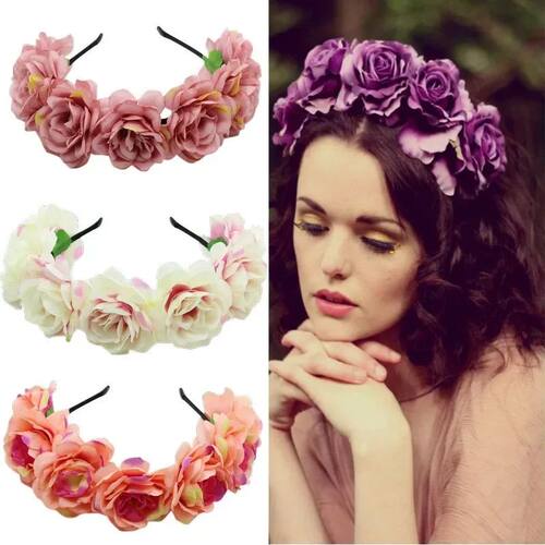 Floral Garland Romantic Wreaths Bride Garland Head Hoop Fash