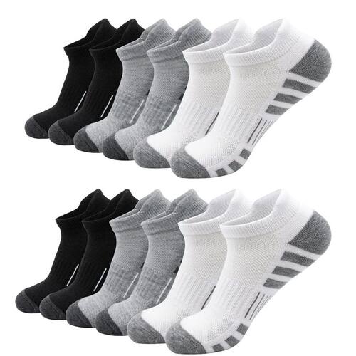 6 Pairs Ankle Athletic Running Socks Cushioned Breathable Lo