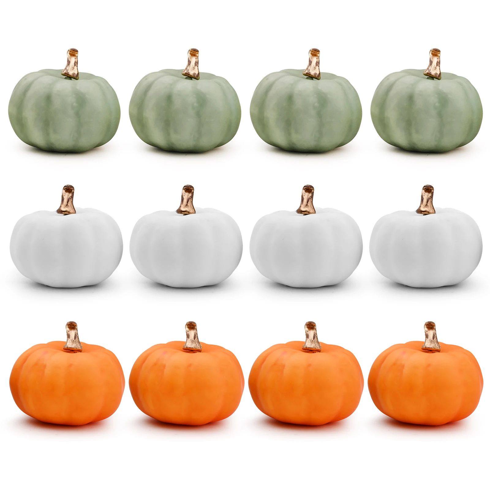 Autumn Decorations Artificial Pumpkins 12 Pcs Assorted Bulk