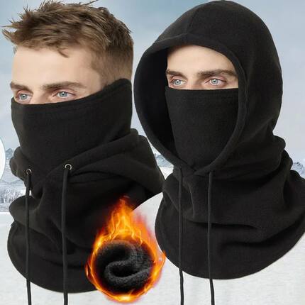 Winter Thermal Fleece Hat Hooded Outdoor Windproof Cold Warm