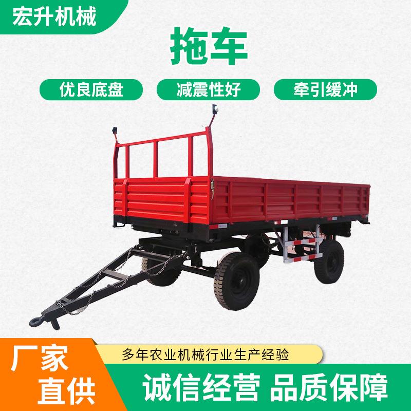 刹车拖车自卸后翻侧翻拖车牵引杆运输蔬菜玉米拖车