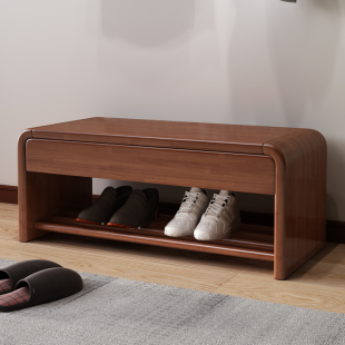 实木换鞋凳进门可坐式 入户软包坐凳一体鞋柜 家用门口穿鞋凳鞋架