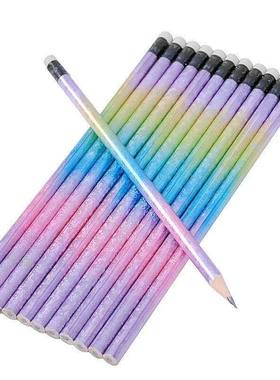 12PCS Starry Sky Rainbow Pencil HB Gradient Cute Pencils Col