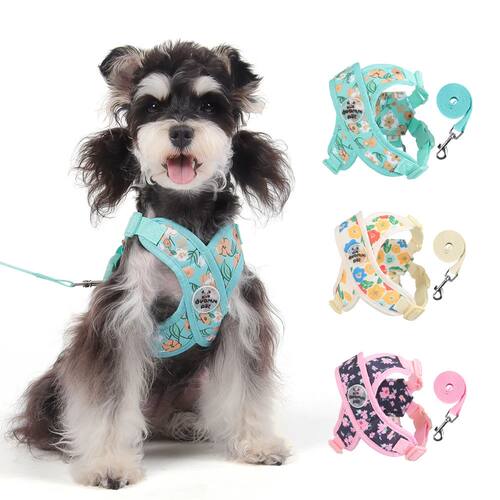 Small Dog Walking Harness Leash Schnauzer Pet X-Shaped Breat