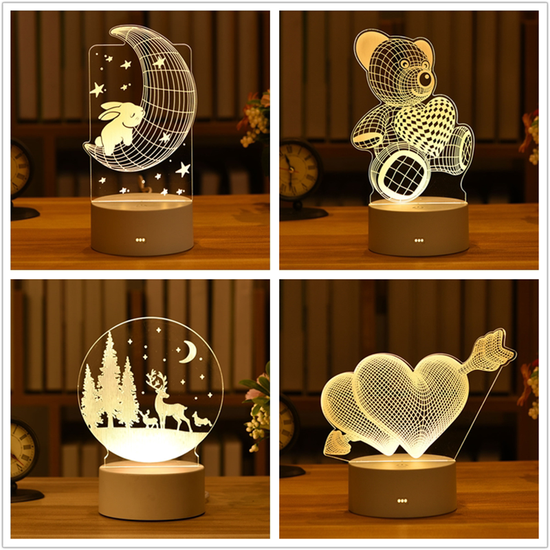 灯饰3d lamp acrylic led night light valentines day gift wedd