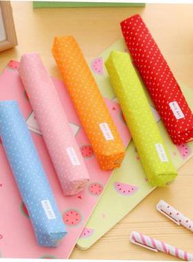Strip Shape Pencil Bag Candy Color Dots Pencil Case Holder P