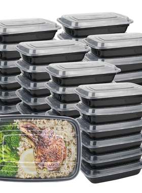 .10PCS Plastic Disposable Food Containers Black Take out Con