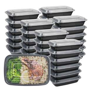 .10PCS Plastic Disposable Food Containers Black Take out Con
