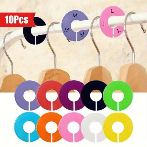 10Pcs Plastic Clothing Rack Size Dividers Round Hangers Clos