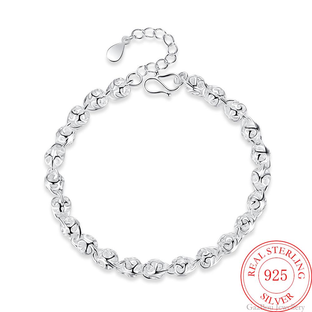 delicate 925 sterling silver crystal bracelets hollow ball c