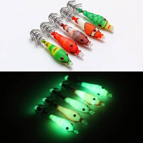 5 Pcs Noctilucent Squid Bait, Simulation Software Squid Hook