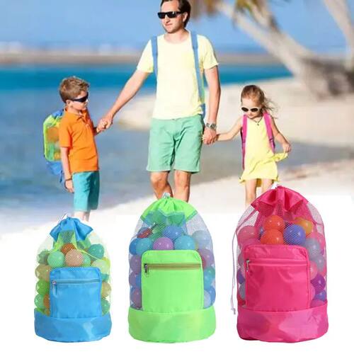 1PC Foldable Beach Toy Bag Beach Storage Pouch Tote Mesh Bag