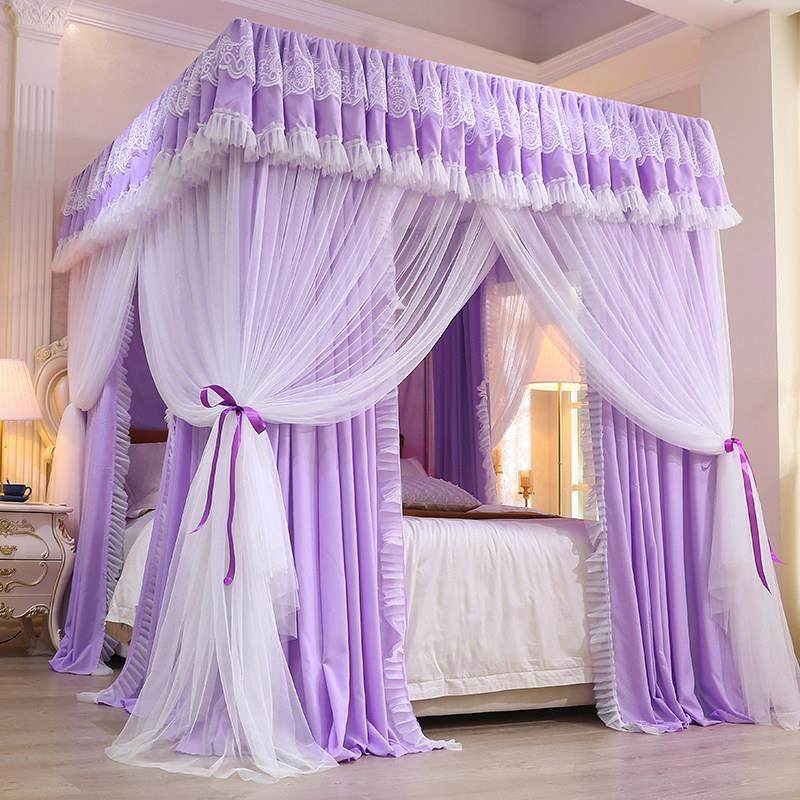 蚊帐三门落地式家用卧室床幔2024新款高级宫廷支架加粗加厚纹账