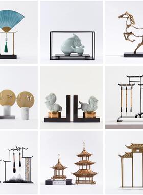 新中式陶瓷马摆件样板房家居玄关柜酒店会所装饰品茶室办公室摆设