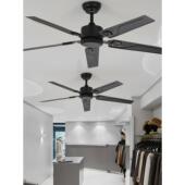 覆古loft工业风吊扇灯现代简约家用餐厅卧室风扇灯变频静音黑铁叶