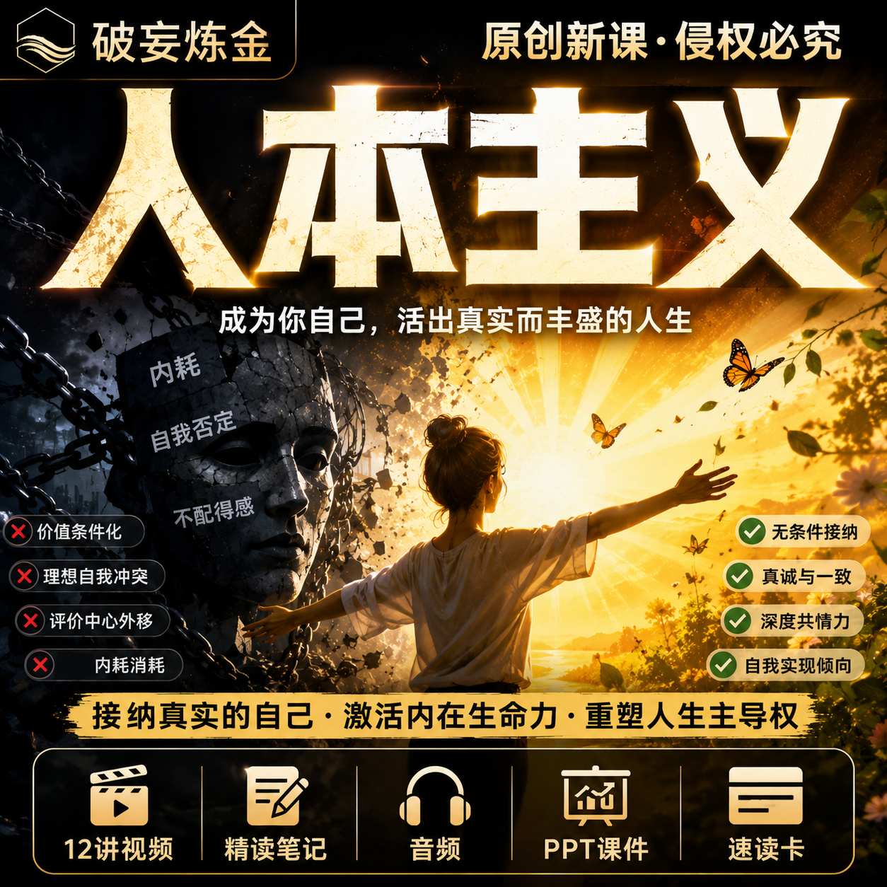 卡尔罗杰斯人本主义心理学课程自我接纳个人成长精讲视频笔记资料