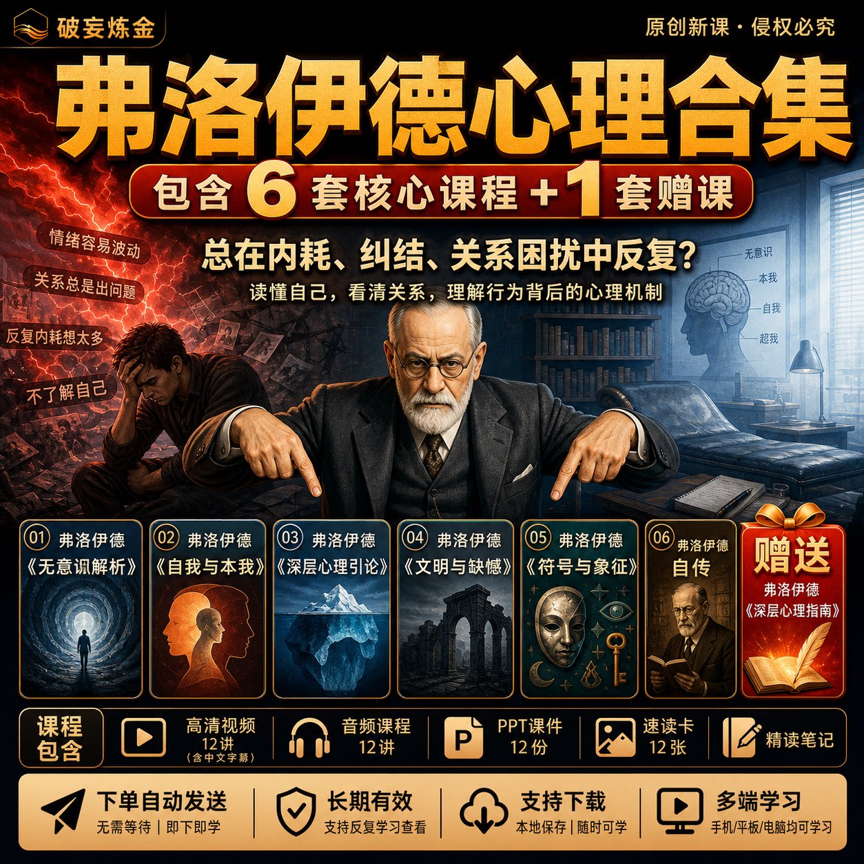 弗洛伊德心理学分析6套合集自我本我无意识人格自我视频课程