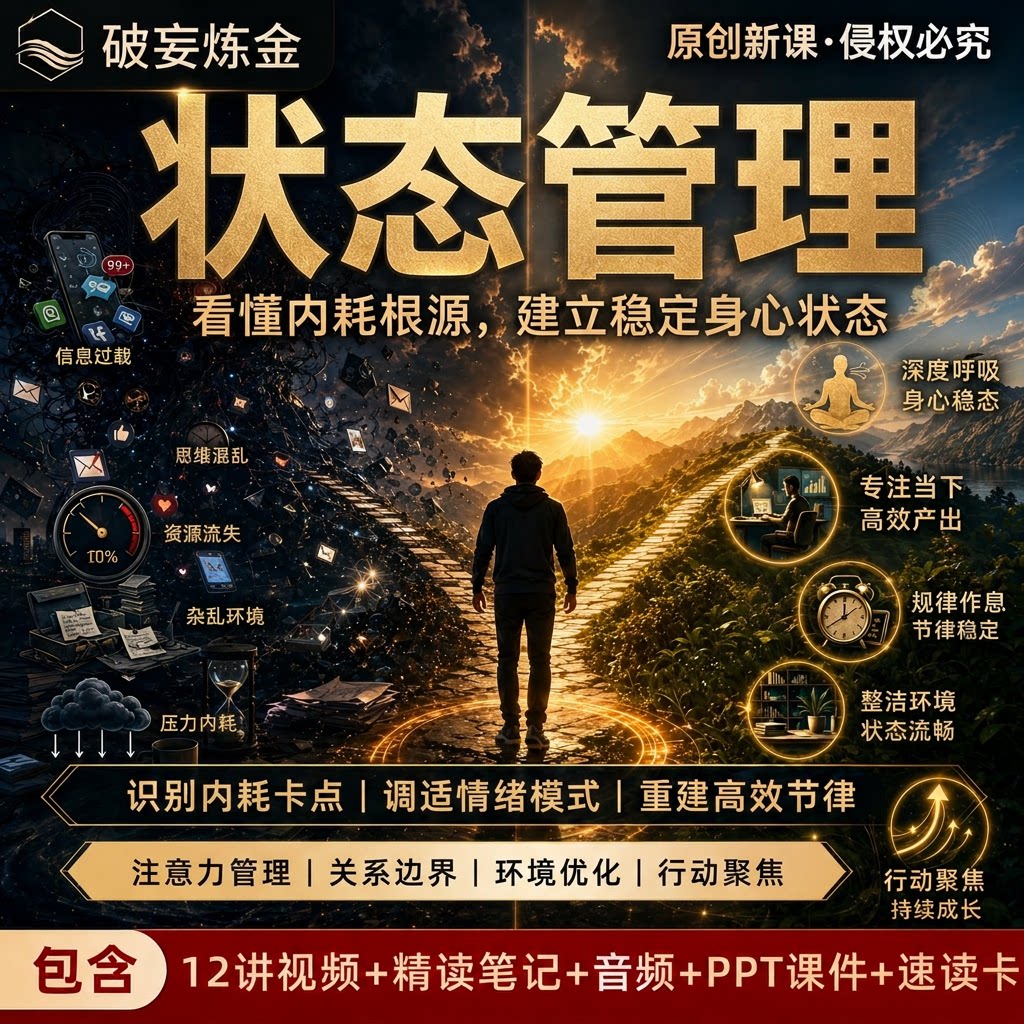 身心状态管理心理学课程情绪调节专注力提升精讲视频笔记资料课件