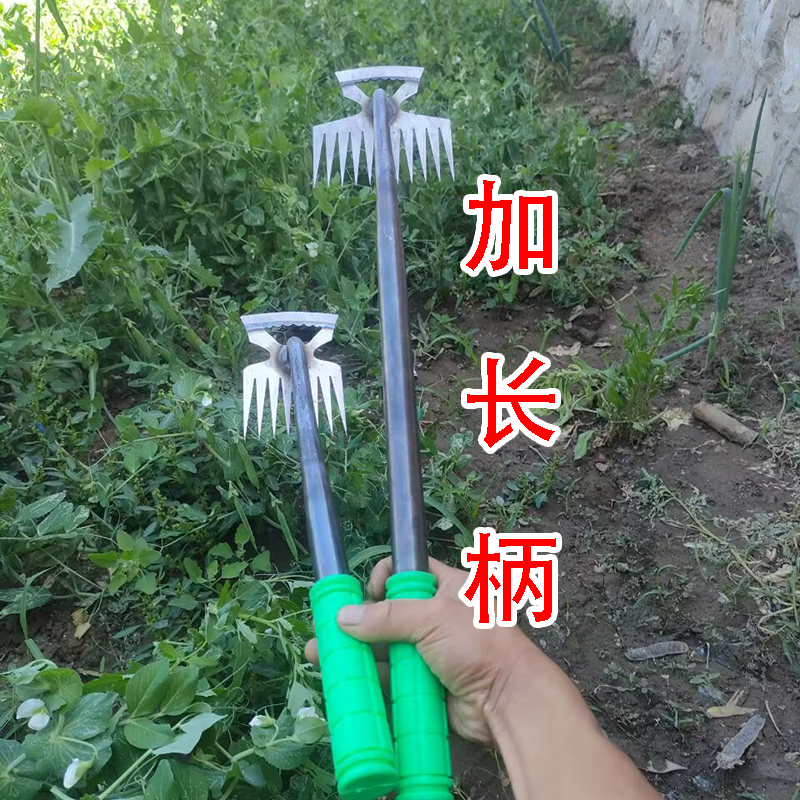 新款除草神器不弯腰长柄拔草器两用草坪连根菜园松土多功能小耙子 鲜花速递/花卉仿真/绿植园艺 锄头 原图主图