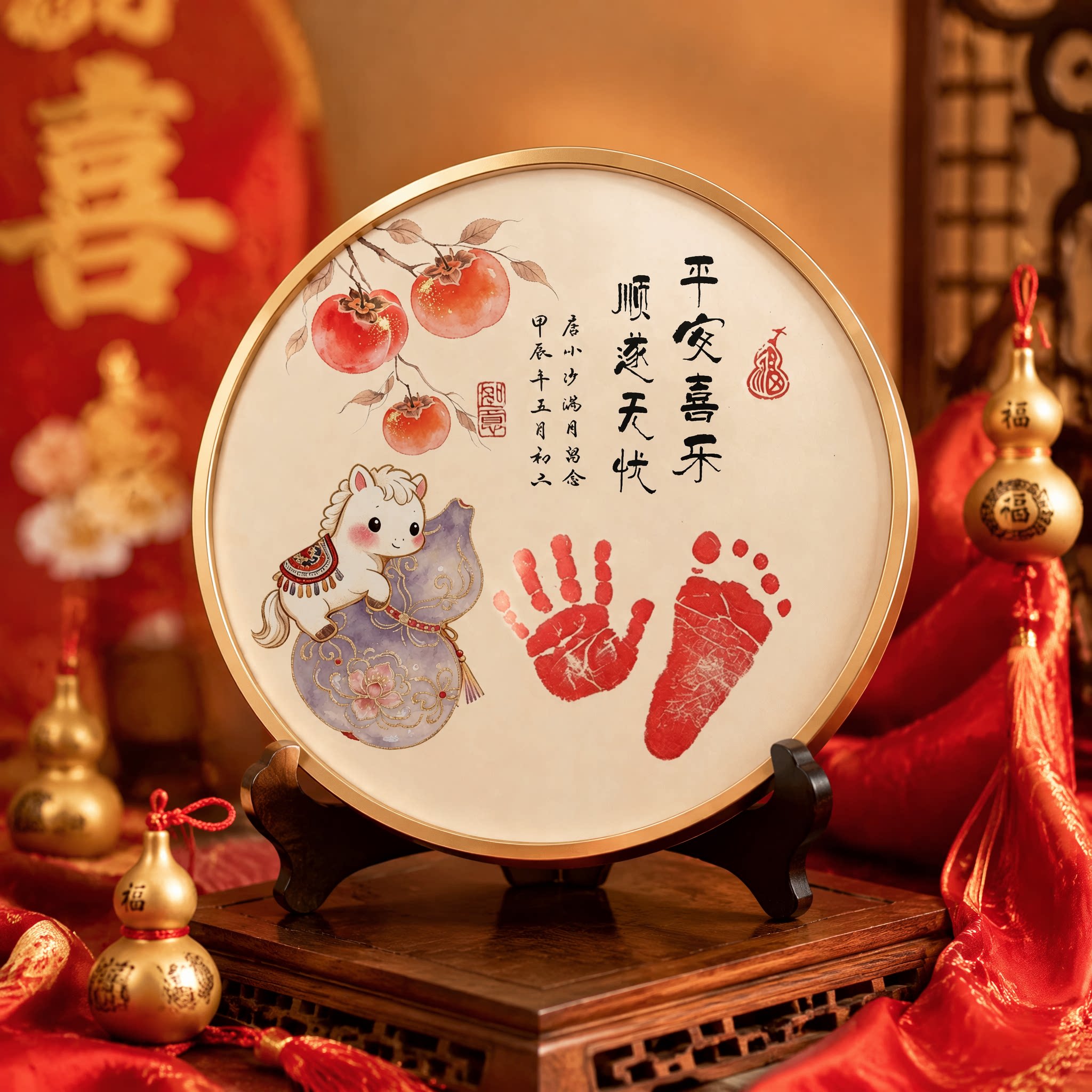 满月手足印相框周岁新生婴儿手印